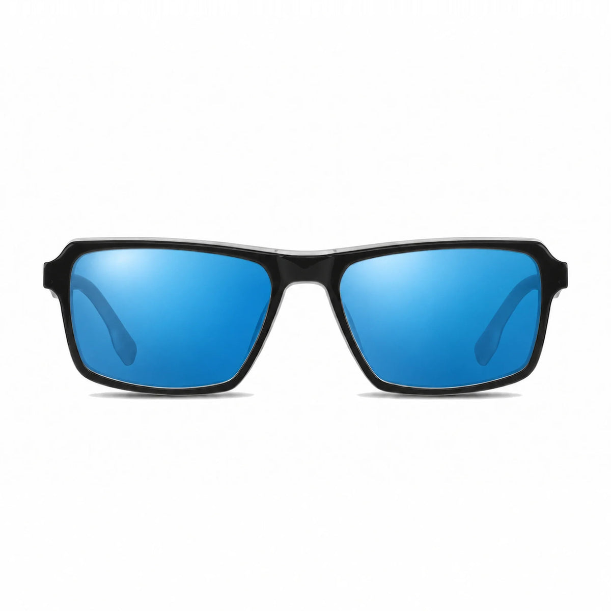 Lentes de sol Fiore 1038 Blanco con cristal espejado azul polarizado UV400, vista frontal para hombre y mujer #color_espejado-azul #foto_frontal