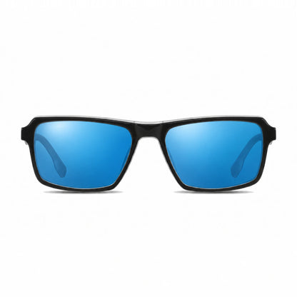 Lentes de sol Fiore 1038 Blanco con cristal espejado azul polarizado UV400, vista frontal para hombre y mujer #color_espejado-azul #foto_frontal