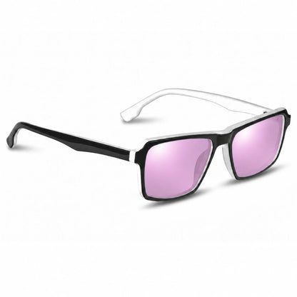 Lentes de sol Fiore 1038 Blanco con cristal espejado rosado polarizado UV400, vista en tres cuartos para hombre y mujer #color_espejado-rosado