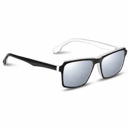 Lentes de sol Fiore 1038 Blanco con cristal espejado silver polarizado UV400, vista en tres cuartos para hombre y mujer #color_espejado-silver