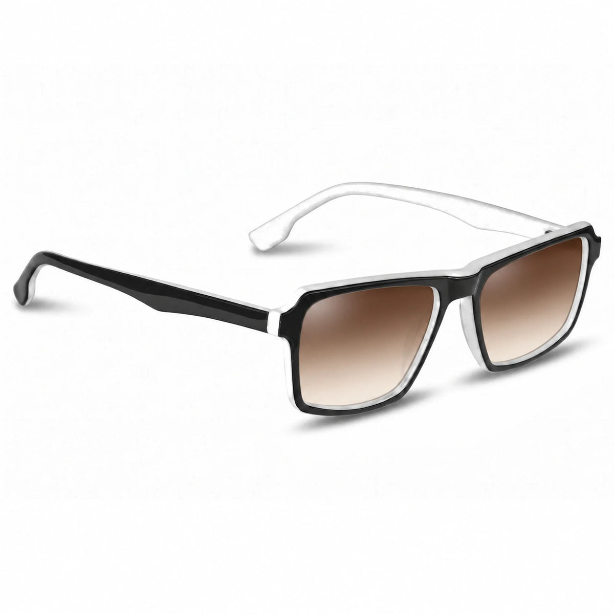 Lentes de sol Fiore 1038 Blanco con cristal gradiente café polarizado UV400, vista en tres cuartos para hombre y mujer #color_gradiente-cafe