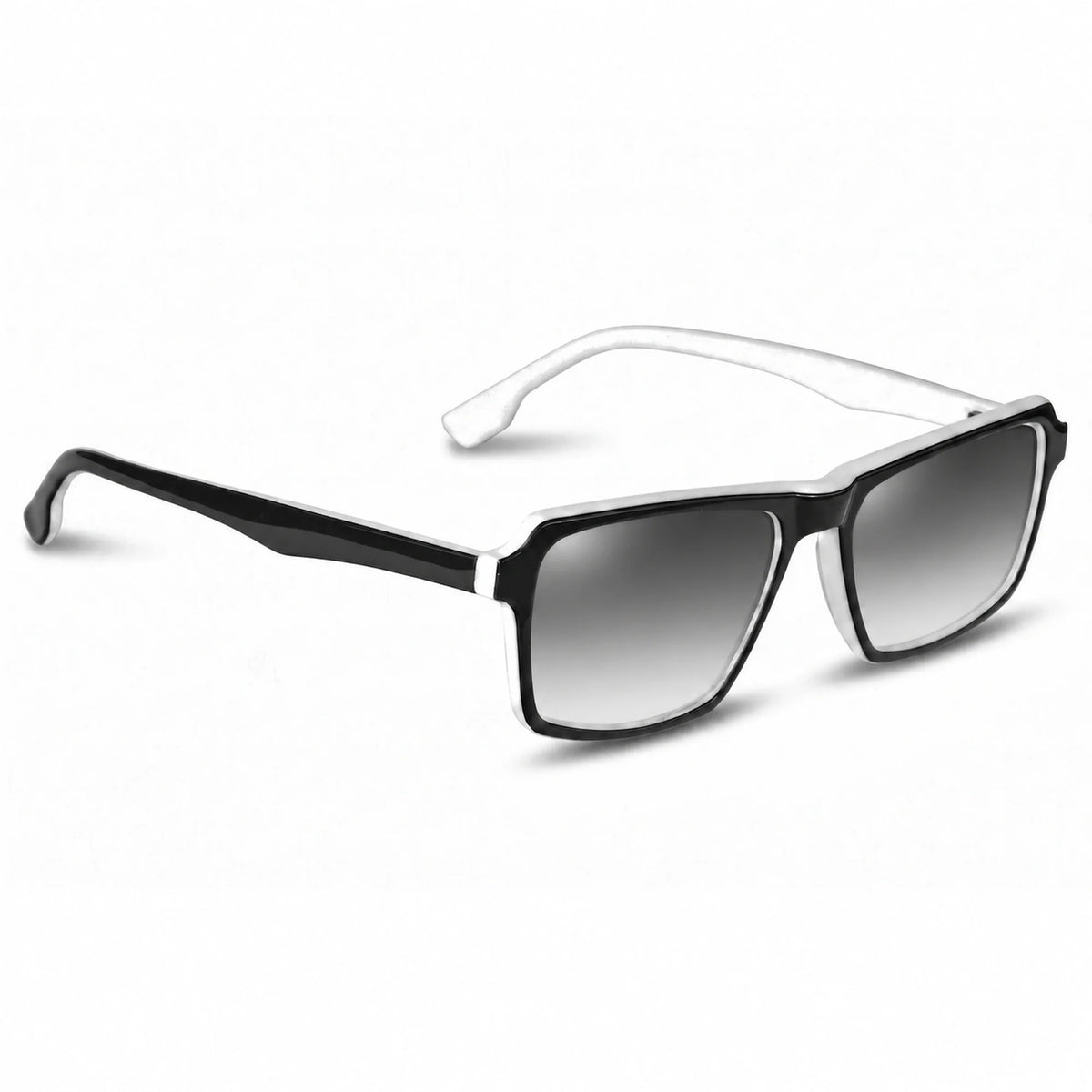 Lentes de sol Fiore 1038 Blanco con cristal gradiente gris polarizado UV400, vista en tres cuartos para hombre y mujer #color_gradiente-gris