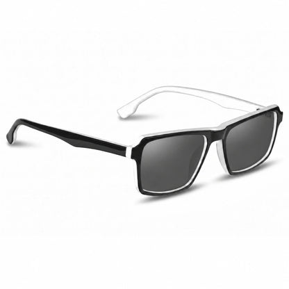 Lentes de sol Fiore 1038 Blanco con cristal negro polarizado UV400, vista en tres cuartos para hombre y mujer #color_negro