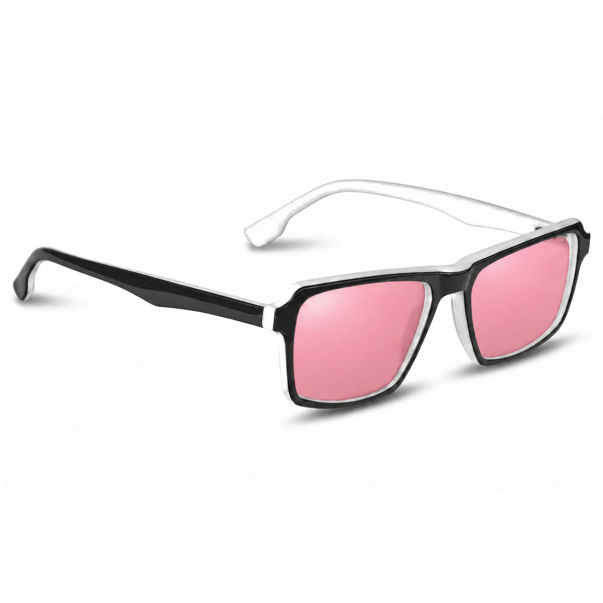 Lentes de sol Fiore 1038 Blanco con cristal rosado polarizado UV400, vista en tres cuartos para hombre y mujer #color_rosado