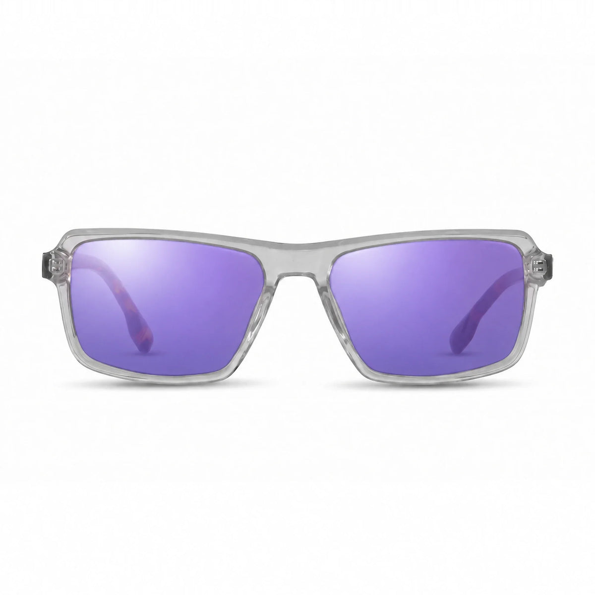 Lentes de sol Fiore 1038 Transparente con cristal espejado morado polarizado UV400, vista frontal para hombre y mujer #color_espejado-morado #foto_frontal