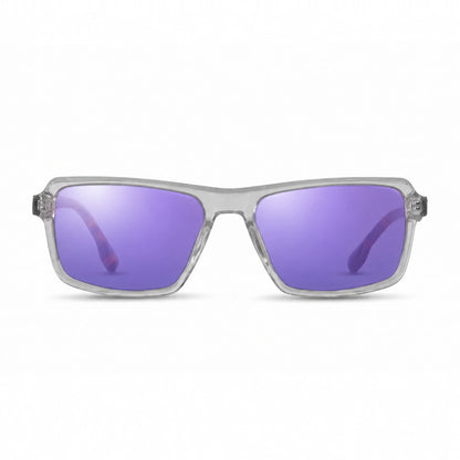 Lentes de sol Fiore 1038 Transparente con cristal espejado morado polarizado UV400, vista frontal para hombre y mujer #color_espejado-morado #foto_frontal