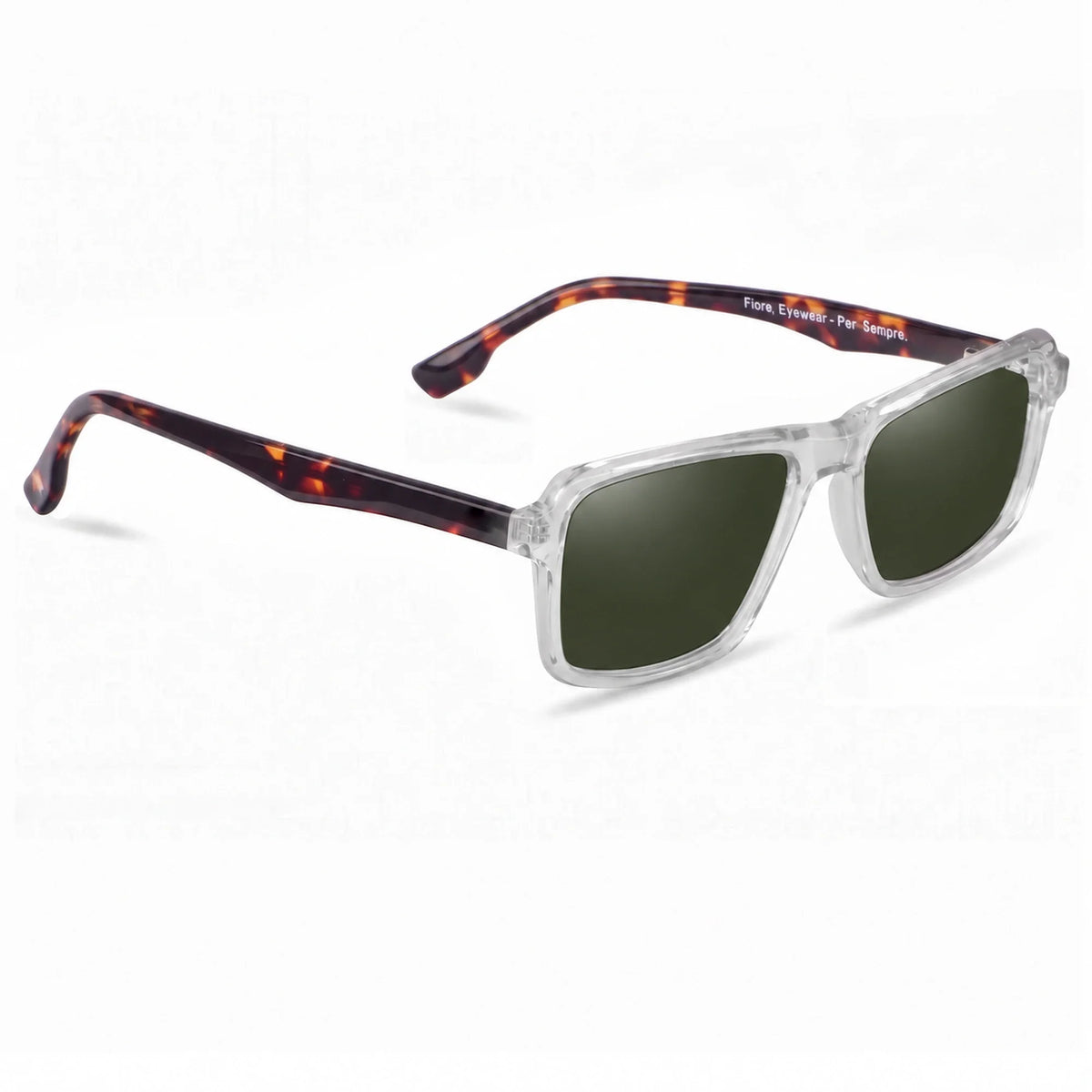 Lentes de sol Fiore 1038 Transparente con cristal G15 polarizado UV400, vista en tres cuartos para hombre y mujer #color_g15