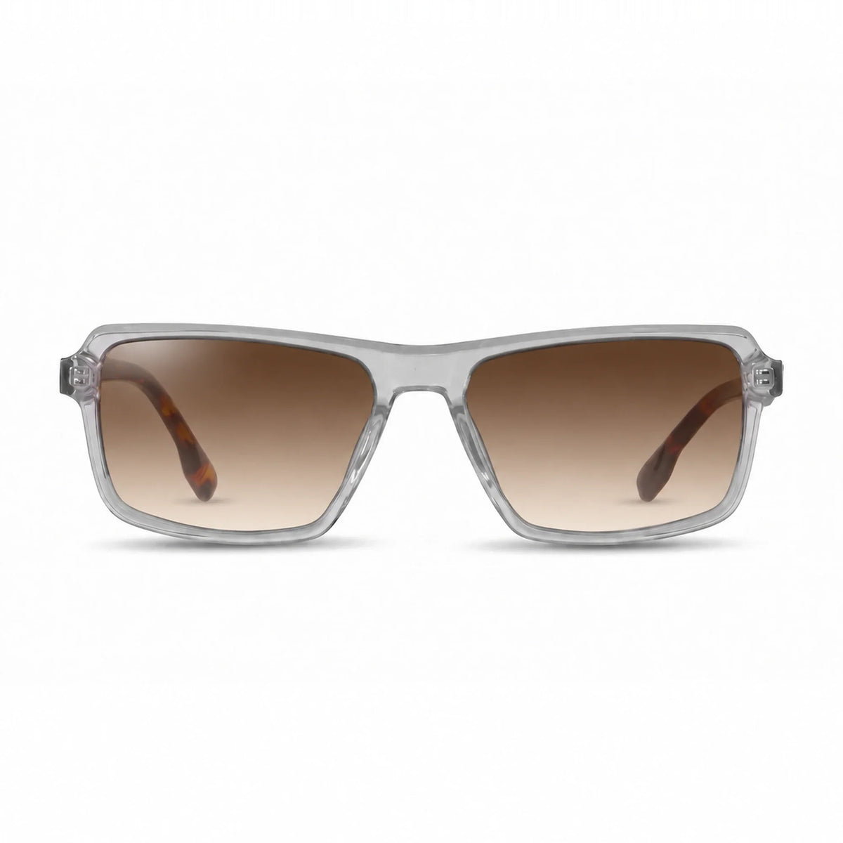 Lentes de sol Fiore 1038 Transparente con cristal gradiente café polarizado UV400, vista frontal para hombre y mujer #color_gradiente-cafe #foto_frontal