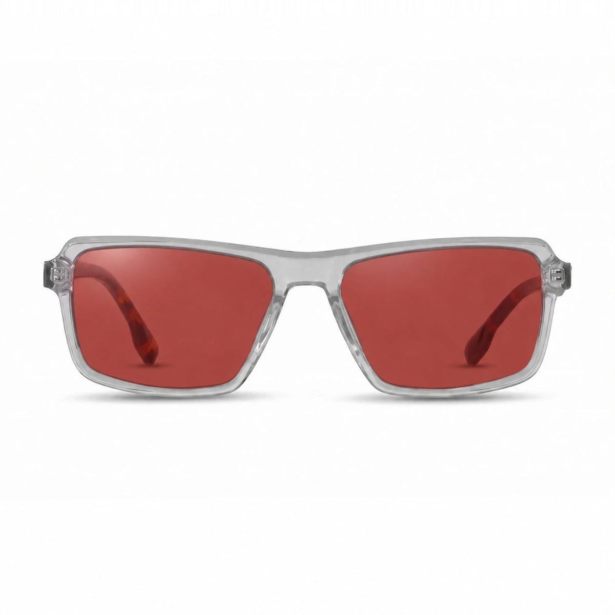Lentes de sol Fiore 1038 Transparente con cristal rojo polarizado UV400, vista frontal para hombre y mujer #color_rojo #foto_frontal