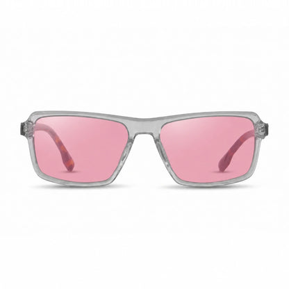 Lentes de sol Fiore 1038 Transparente con cristal rosado polarizado UV400, vista frontal para hombre y mujer #color_rosado #foto_frontal