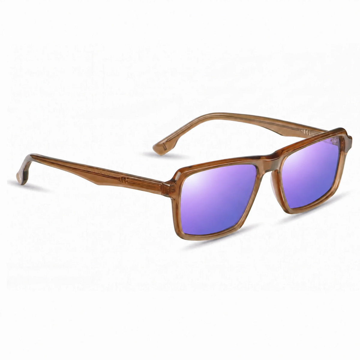 Lentes de sol Fiore 1038 Brown con cristal espejado morado polarizado UV400, vista en tres cuartos para hombre y mujer #color_espejado-morado