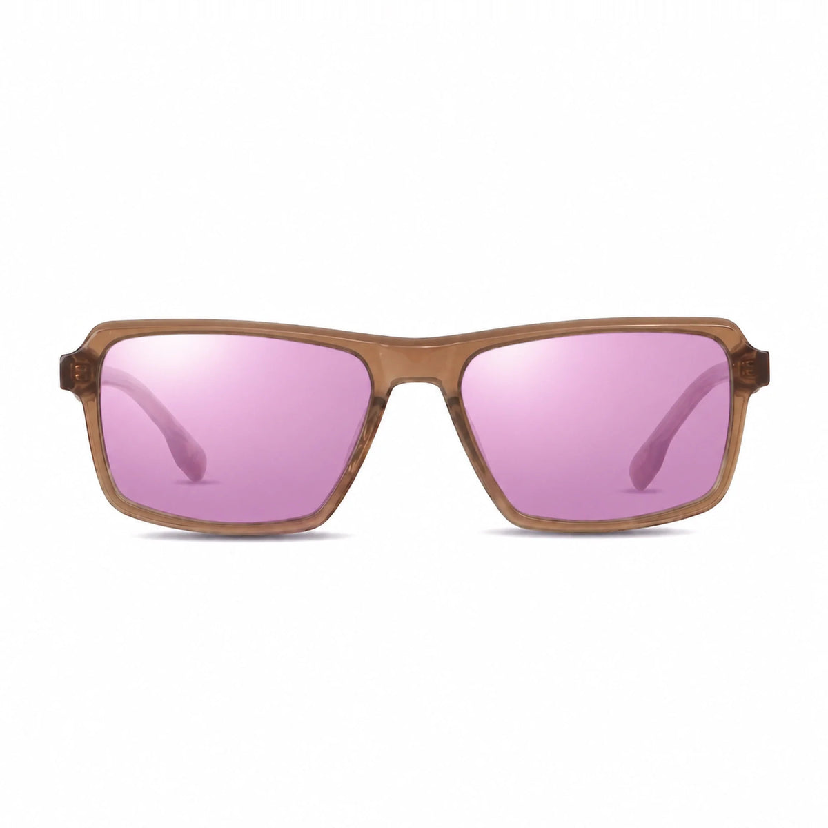 Lentes de sol Fiore 1038 Brown con cristal espejado rosado polarizado UV400, vista frontal para hombre y mujer #color_espejado-rosado #foto_frontal