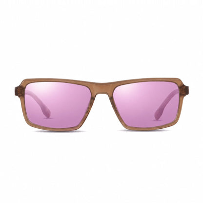 Lentes de sol Fiore 1038 Brown con cristal espejado rosado polarizado UV400, vista frontal para hombre y mujer #color_espejado-rosado #foto_frontal