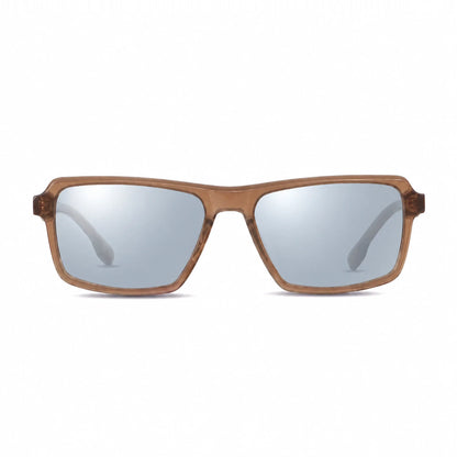 Lentes de sol Fiore 1038 Brown con cristal espejado silver polarizado UV400, vista frontal para hombre y mujer #color_espejado-silver #foto_frontal
