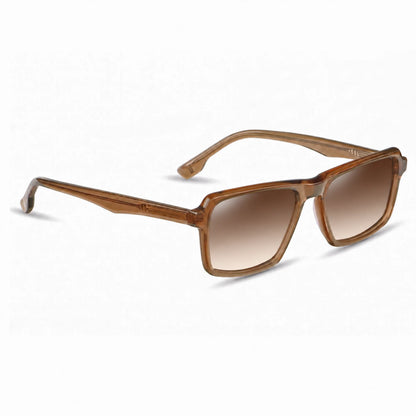 Lentes de sol Fiore 1038 Brown con cristal gradiente café polarizado UV400, vista en tres cuartos para hombre y mujer #color_gradiente-cafe