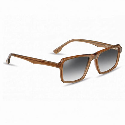 Lentes de sol Fiore 1038 Brown con cristal gradiente gris polarizado UV400, vista en tres cuartos para hombre y mujer #color_gradiente-gris