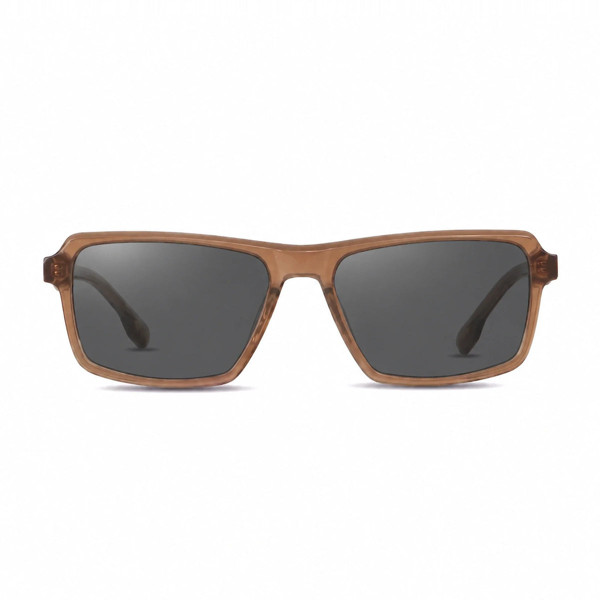 Lentes de sol Fiore 1038 Brown con cristal negro polarizado UV400, vista frontal para hombre y mujer #color_negro #foto_frontal