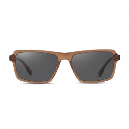 Lentes de sol Fiore 1038 Brown con cristal negro polarizado UV400, vista frontal para hombre y mujer #color_negro #foto_frontal