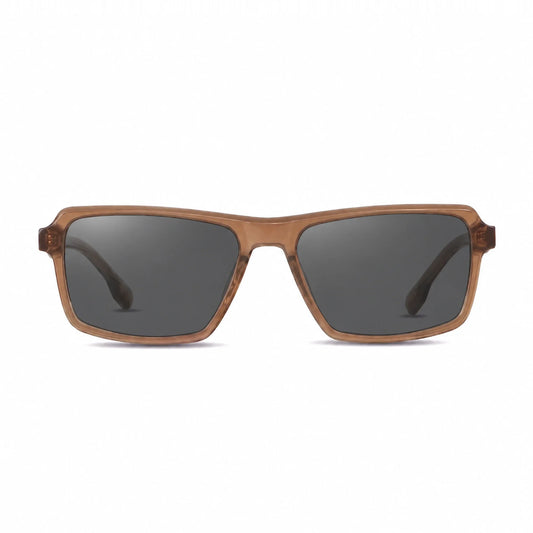 Lentes de sol Fiore 1038 Brown con cristal negro polarizado UV400, vista frontal para hombre y mujer #color_negro #foto_frontal