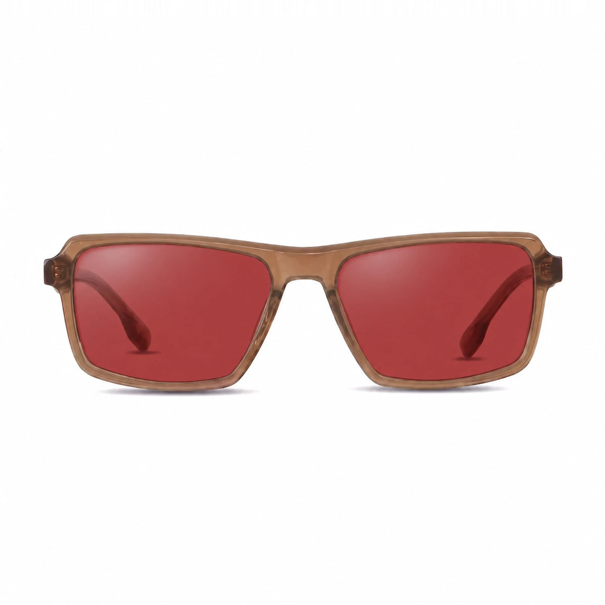 Lentes de sol Fiore 1038 Brown con cristal rojo polarizado UV400, vista frontal para hombre y mujer #color_rojo #foto_frontal