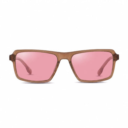 Lentes de sol Fiore 1038 Brown con cristal rosado polarizado UV400, vista frontal para hombre y mujer #color_rosado #foto_frontal