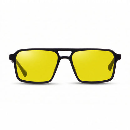 Lentes de sol Fiore 1039 Negro con cristal amarillo polarizado UV400, vista frontal para hombre y mujer #color_amarillo #foto_frontal