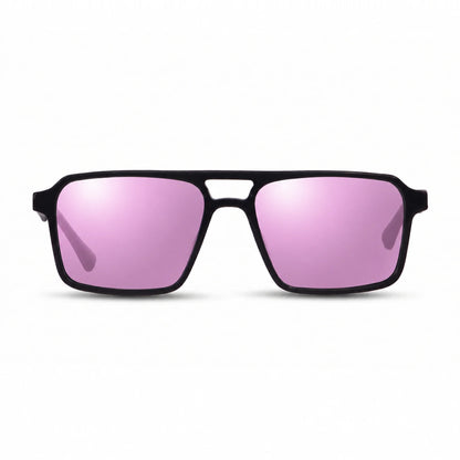 Lentes de sol Fiore 1039 Negro con cristal espejado rosado polarizado UV400, vista frontal para hombre y mujer #color_espejado-rosado #foto_frontal