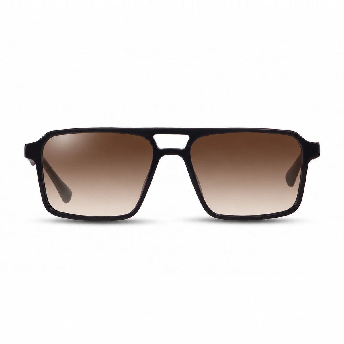 Lentes de sol Fiore 1039 Negro con cristal gradiente café polarizado UV400, vista frontal para hombre y mujer #color_gradiente-cafe #foto_frontal