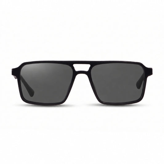 Lentes de sol Fiore 1039 Negro con cristal negro polarizado UV400, vista frontal para hombre y mujer #color_negro #foto_frontal