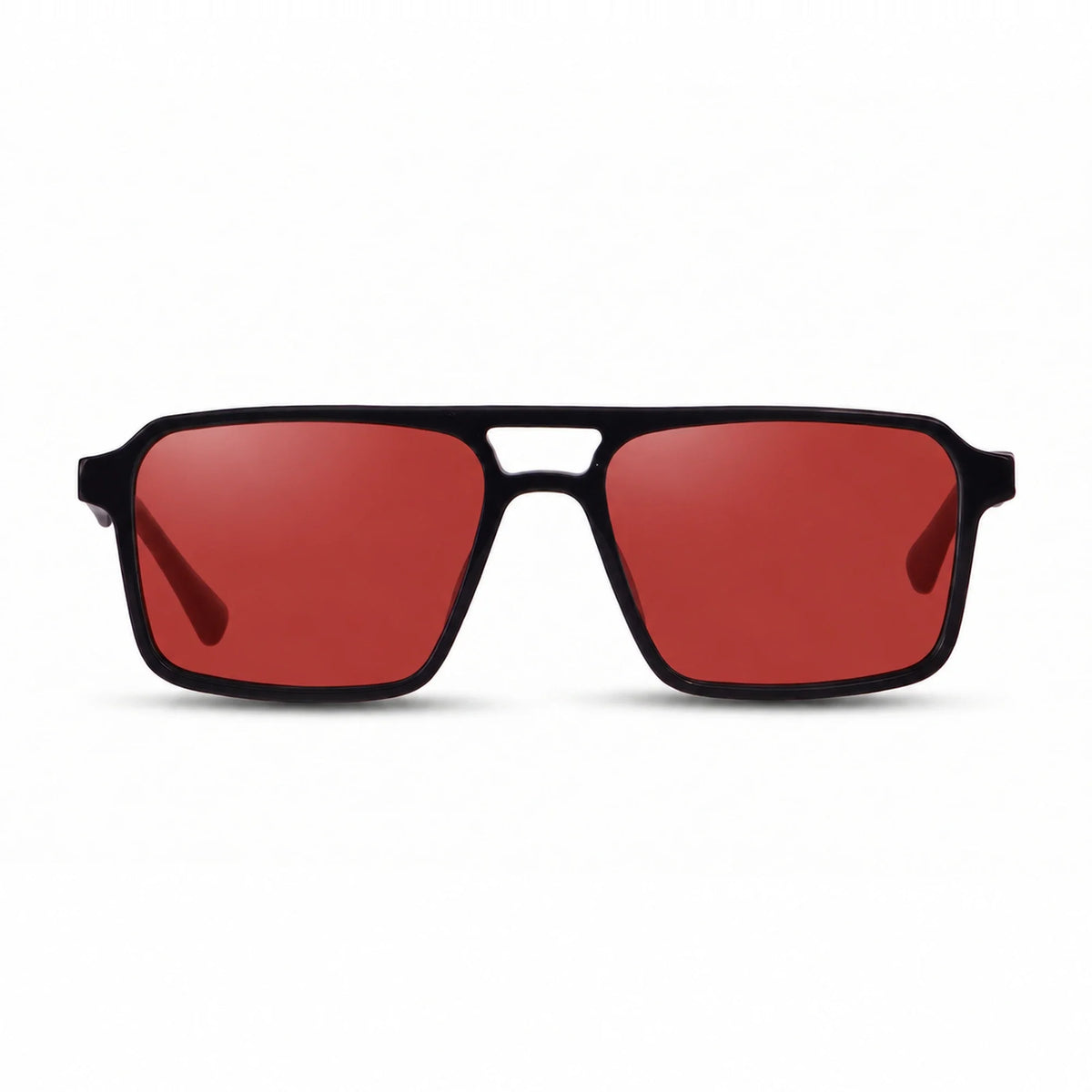 Lentes de sol Fiore 1039 Negro con cristal rojo polarizado UV400, vista frontal para hombre y mujer #color_rojo #foto_frontal