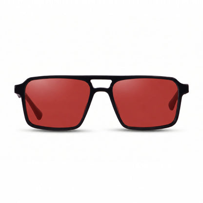 Lentes de sol Fiore 1039 Negro con cristal rojo polarizado UV400, vista frontal para hombre y mujer #color_rojo #foto_frontal