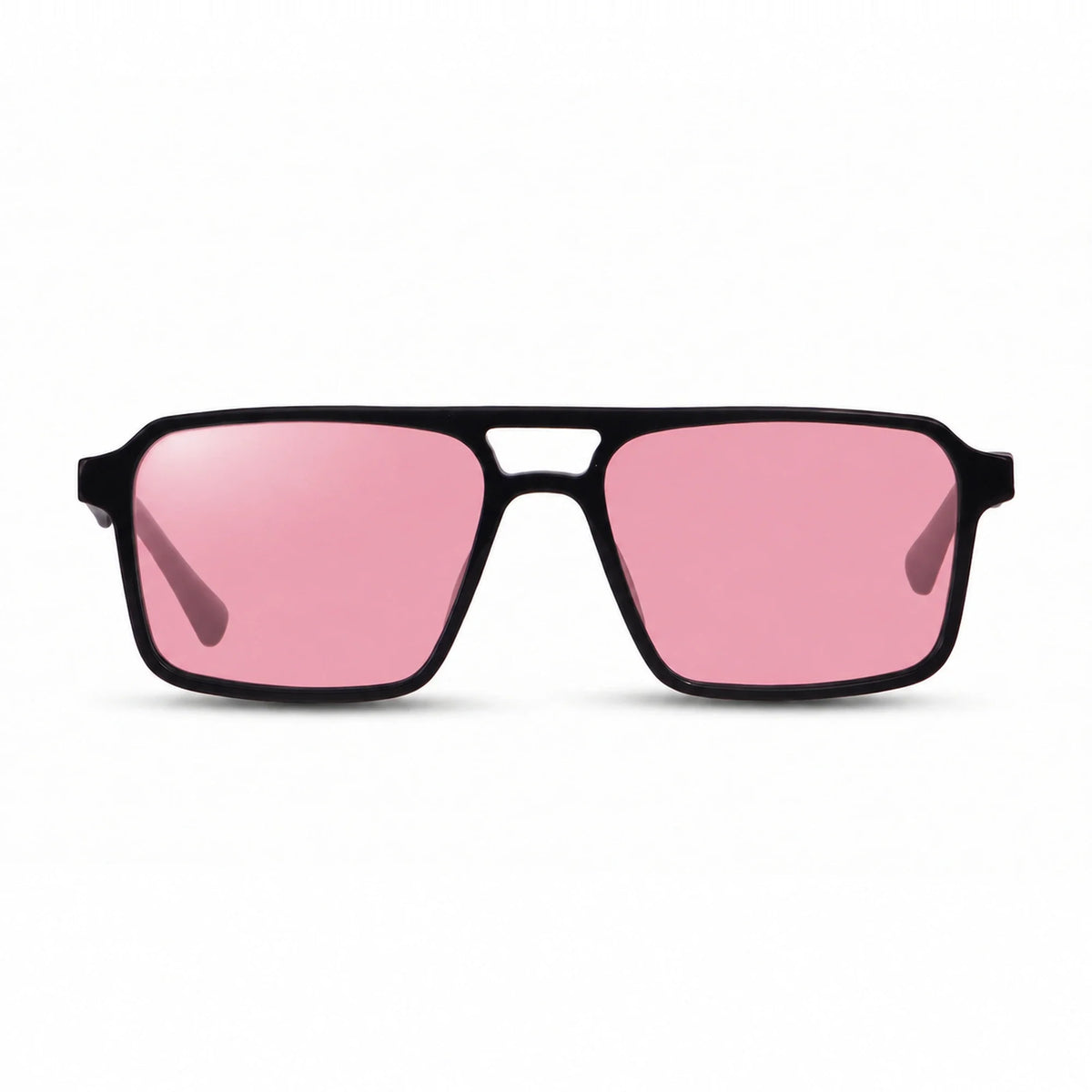 Lentes de sol Fiore 1039 Negro con cristal rosado polarizado UV400, vista frontal para hombre y mujer #color_rosado #foto_frontal