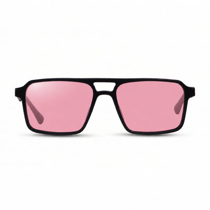 Lentes de sol Fiore 1039 Negro con cristal rosado polarizado UV400, vista frontal para hombre y mujer #color_rosado #foto_frontal