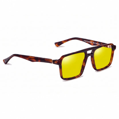 Lentes de sol Fiore 1039 Carey con cristal amarillo polarizado UV400, vista en tres cuartos para hombre y mujer #color_amarillo