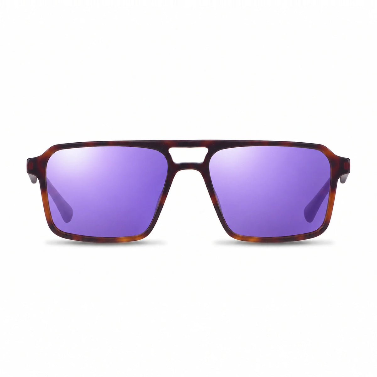 Lentes de sol Fiore 1039 Carey con cristal espejado morado polarizado UV400, vista frontal para hombre y mujer #color_espejado-morado #foto_frontal