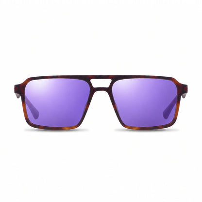 Lentes de sol Fiore 1039 Carey con cristal espejado morado polarizado UV400, vista frontal para hombre y mujer #color_espejado-morado #foto_frontal