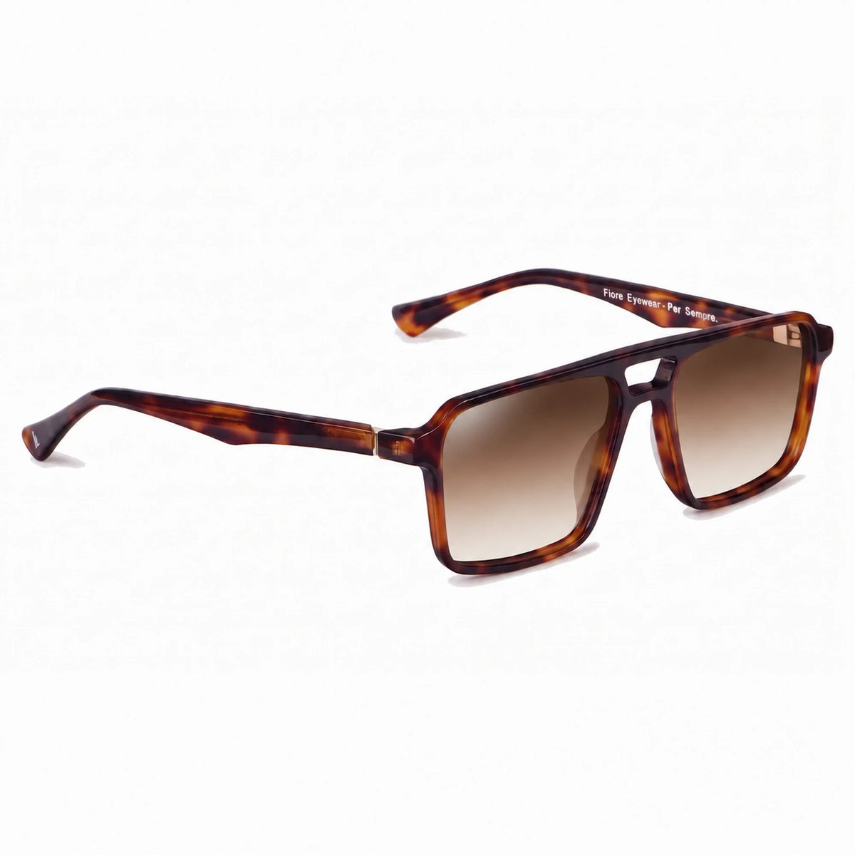 Lentes de sol Fiore 1039 Carey con cristal gradiente café polarizado UV400, vista en tres cuartos para hombre y mujer #color_gradiente-cafe