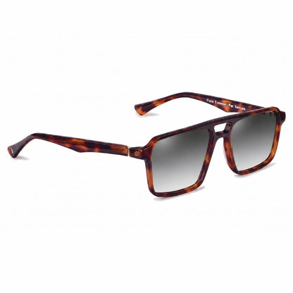 Lentes de sol Fiore 1039 Carey con cristal gradiente gris polarizado UV400, vista en tres cuartos para hombre y mujer #color_gradiente-gris