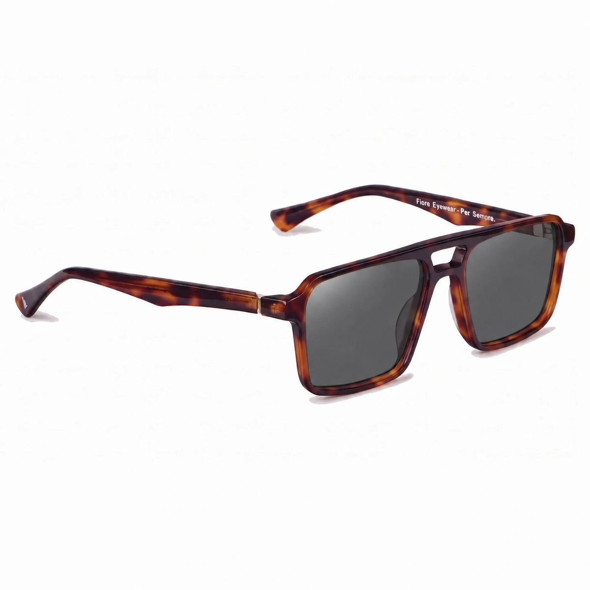 Lentes de sol Fiore 1039 Carey con cristal negro polarizado UV400, vista en tres cuartos para hombre y mujer #color_negro