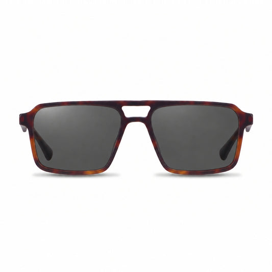 Lentes de sol Fiore 1039 Carey con cristal negro polarizado UV400, vista frontal para hombre y mujer #color_negro #foto_frontal