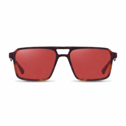 Lentes de sol Fiore 1039 Carey con cristal rojo polarizado UV400, vista frontal para hombre y mujer #color_rojo #foto_frontal