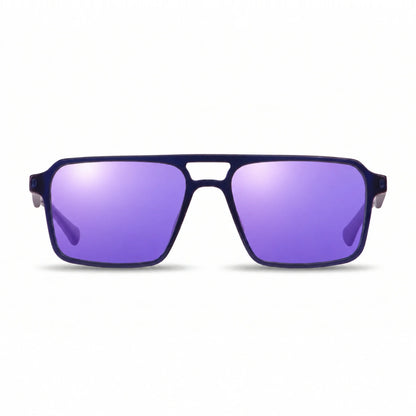 Lentes de sol Fiore 1039 Azul con cristal espejado morado polarizado UV400, vista frontal para hombre y mujer #color_espejado-morado #foto_frontal