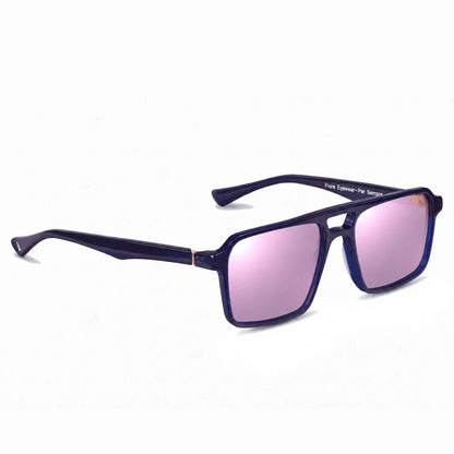 Lentes de sol Fiore 1039 Azul con cristal espejado rosado polarizado UV400, vista en tres cuartos para hombre y mujer #color_espejado-rosado