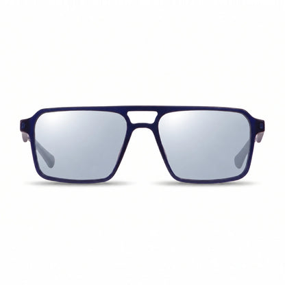 Lentes de sol Fiore 1039 Azul con cristal espejado silver polarizado UV400, vista frontal para hombre y mujer #color_espejado-silver #foto_frontal