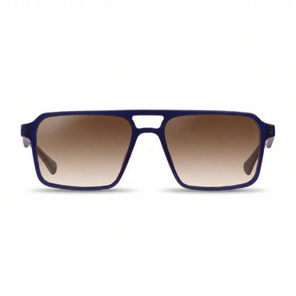 Lentes de sol Fiore 1039 Azul con cristal gradiente café polarizado UV400, vista frontal para hombre y mujer #color_gradiente-cafe #foto_frontal