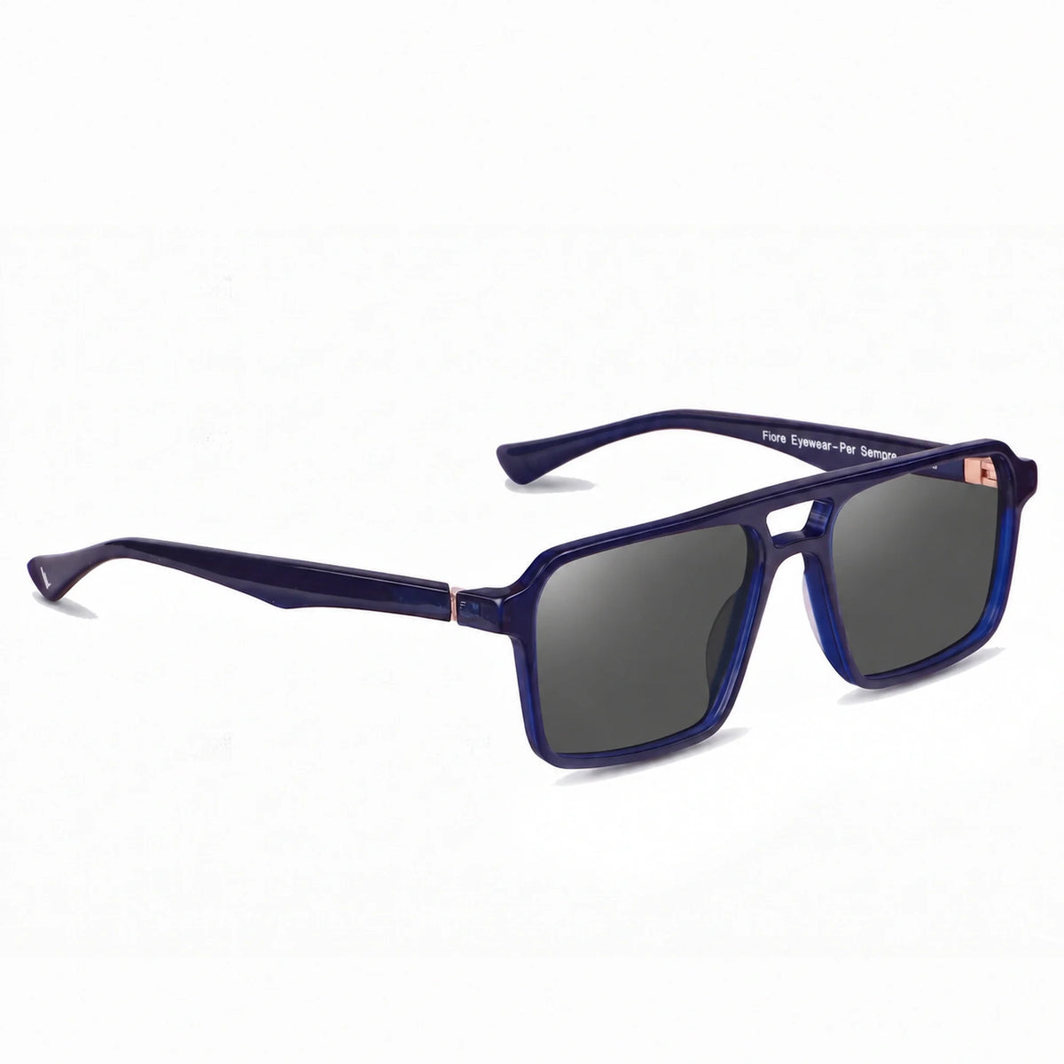 Lentes de sol Fiore 1039 Azul con cristal negro polarizado UV400, vista en tres cuartos para hombre y mujer #color_negro