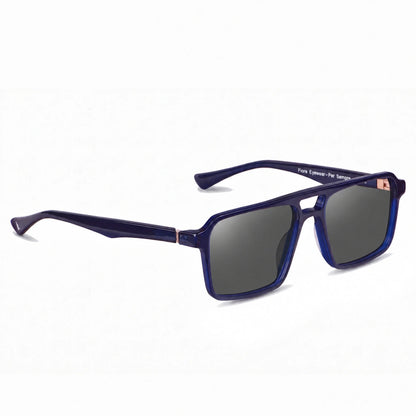 Lentes de sol Fiore 1039 Azul con cristal negro polarizado UV400, vista en tres cuartos para hombre y mujer #color_negro