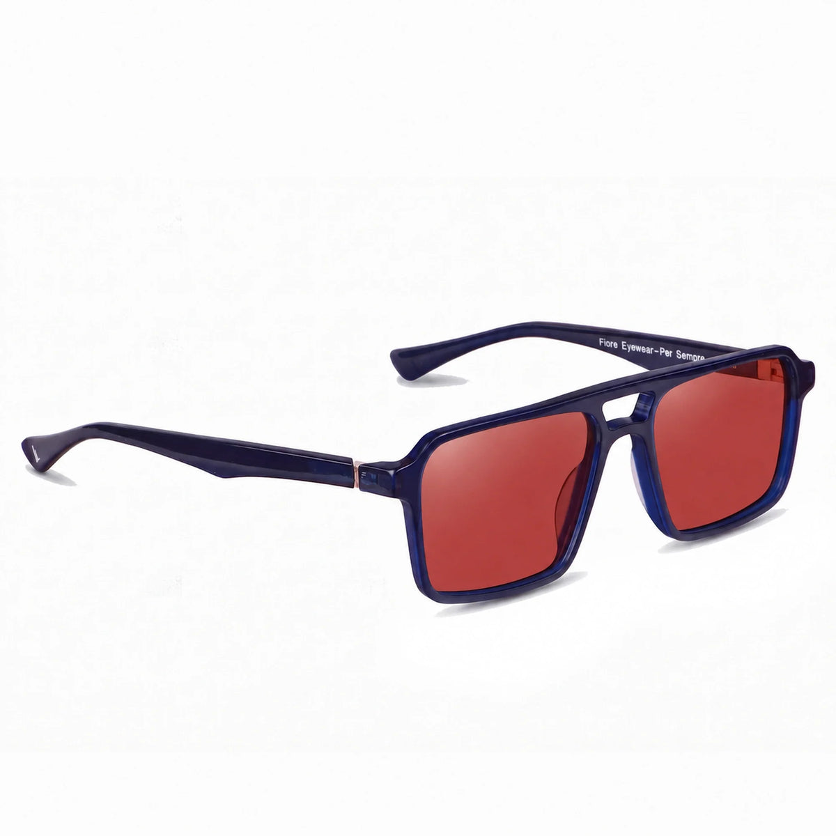 Lentes de sol Fiore 1039 Azul con cristal rojo polarizado UV400, vista en tres cuartos para hombre y mujer #color_rojo