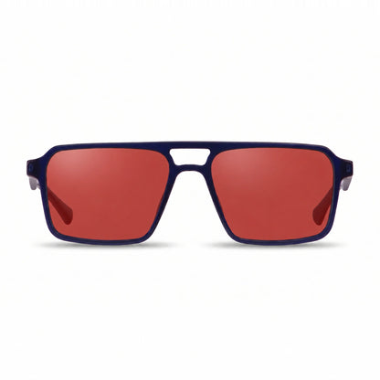 Lentes de sol Fiore 1039 Azul con cristal rojo polarizado UV400, vista frontal para hombre y mujer #color_rojo #foto_frontal