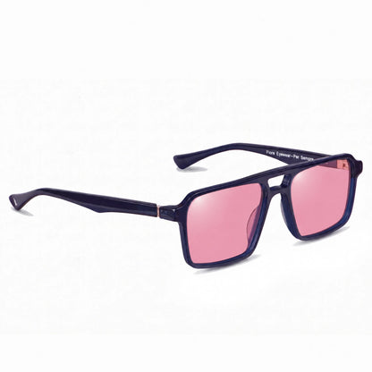 Lentes de sol Fiore 1039 Azul con cristal rosado polarizado UV400, vista en tres cuartos para hombre y mujer #color_rosado
